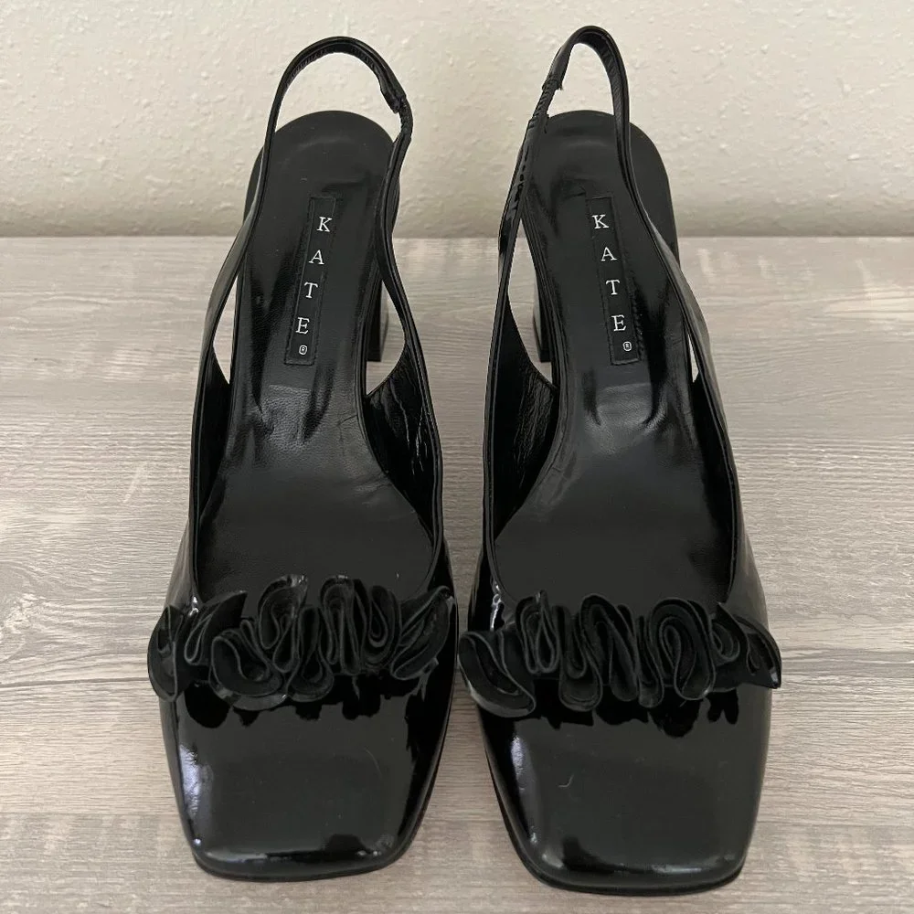 Never Worn Kate Black Leather Sling Back Heel - Picture 2 of 4